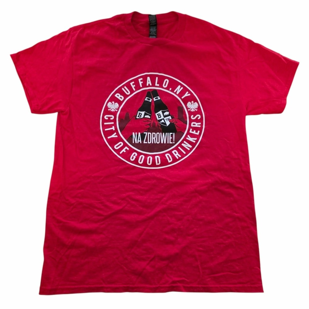 Buffalo NY City Of Good Drinkers T-Shirt Polish Beer Drinking T-Shirt Med NEW